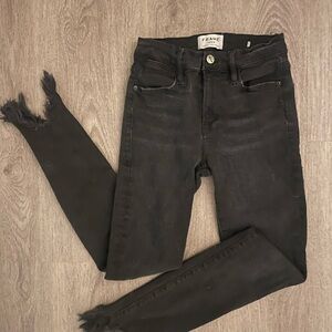 Frame Denim - Le High Jagged Hem Black